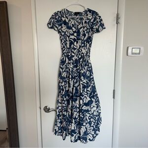 Blue & White Floral Midi Dress